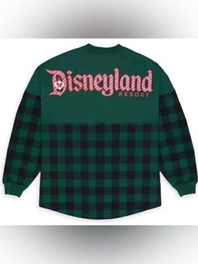 Disneyland Christmas Holiday Candy Cane Green Buffalo Plaid Spirit Jersey Medium